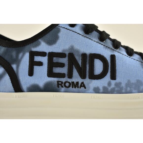Fendi Rise Tie Dye Blue Black White Platform Logo Low Top Trainer Sneaker 39 - Picture 5 of 12
